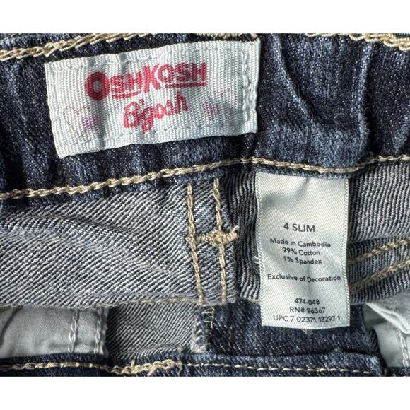 OshKosh B’gosh Girls Size 4 Slim Y2K Retro Bootcut Jeans Embroidered Flowers - Picture 6 of 7